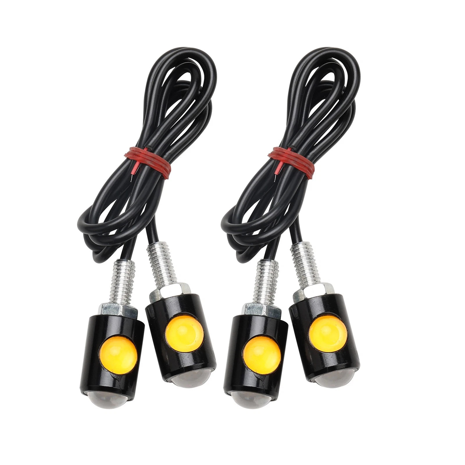 2X Mini LED Motorcycle Turn Signals Indicator Amber Blinker Light Universal Lamp