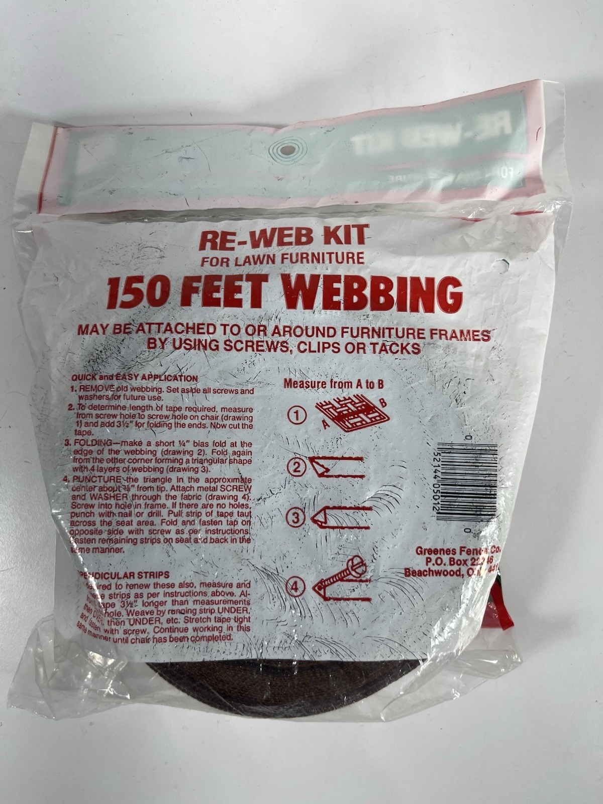 Re-Web Kit 150’ Brown White Vintage Greenes Fence Company Sealed