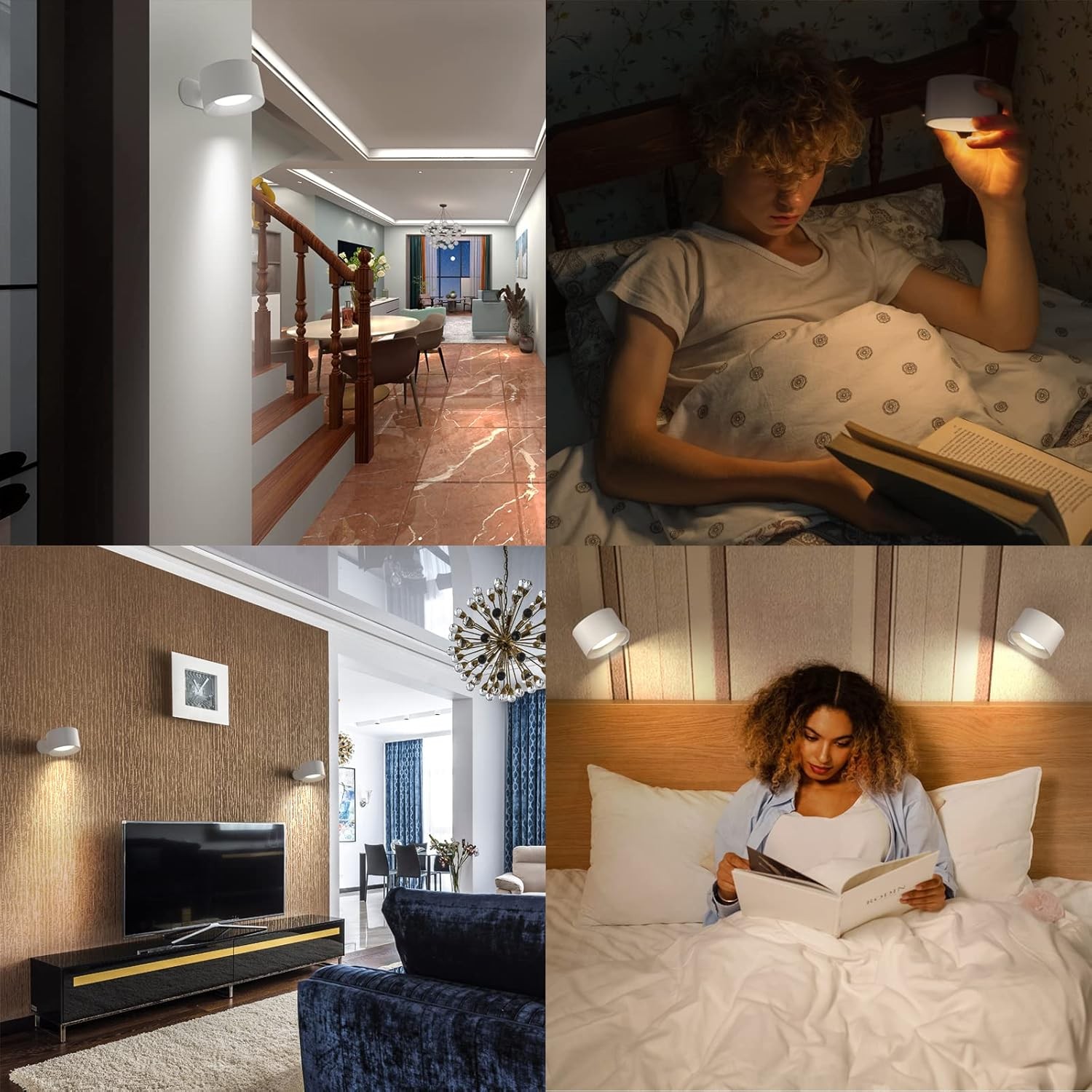 Koopala LED Wall Sconces, Mounted Lamps with Rechargeable White-A