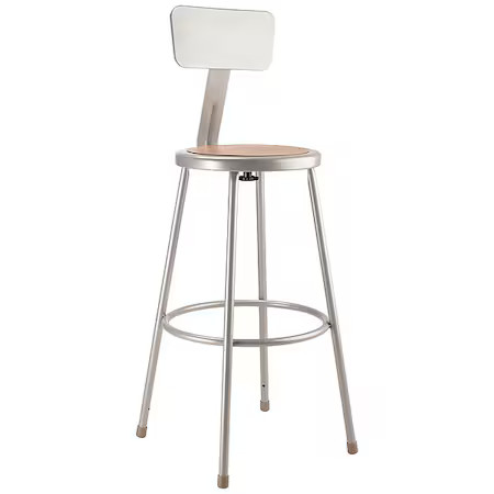 National Public Seating 6230B Round Stool With Backrest, Height 30"Gray