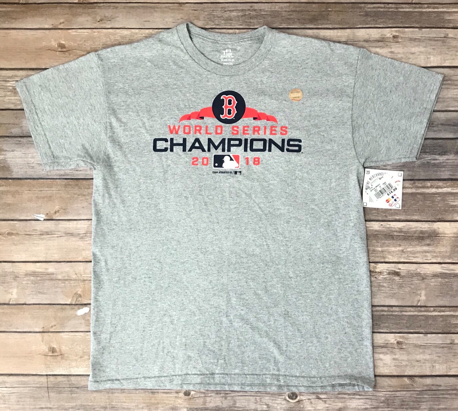 Boys Kids Boston Red Sox World Series 2018 Champions Grey T-shirt Size M, L, XL