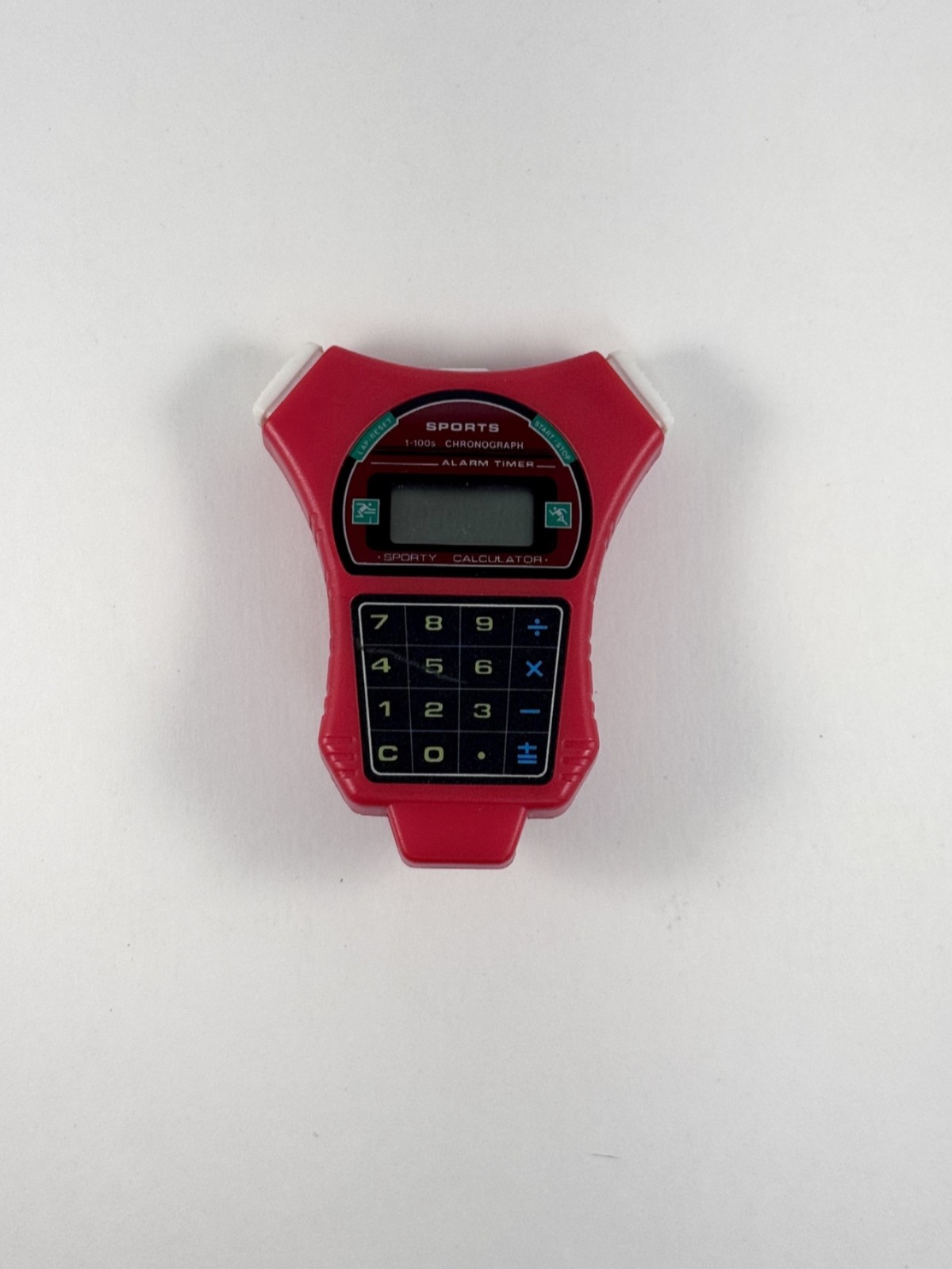 Vintage Sporty Calculator Stopwatch Red Handheld Digital Chronograph (1990s)