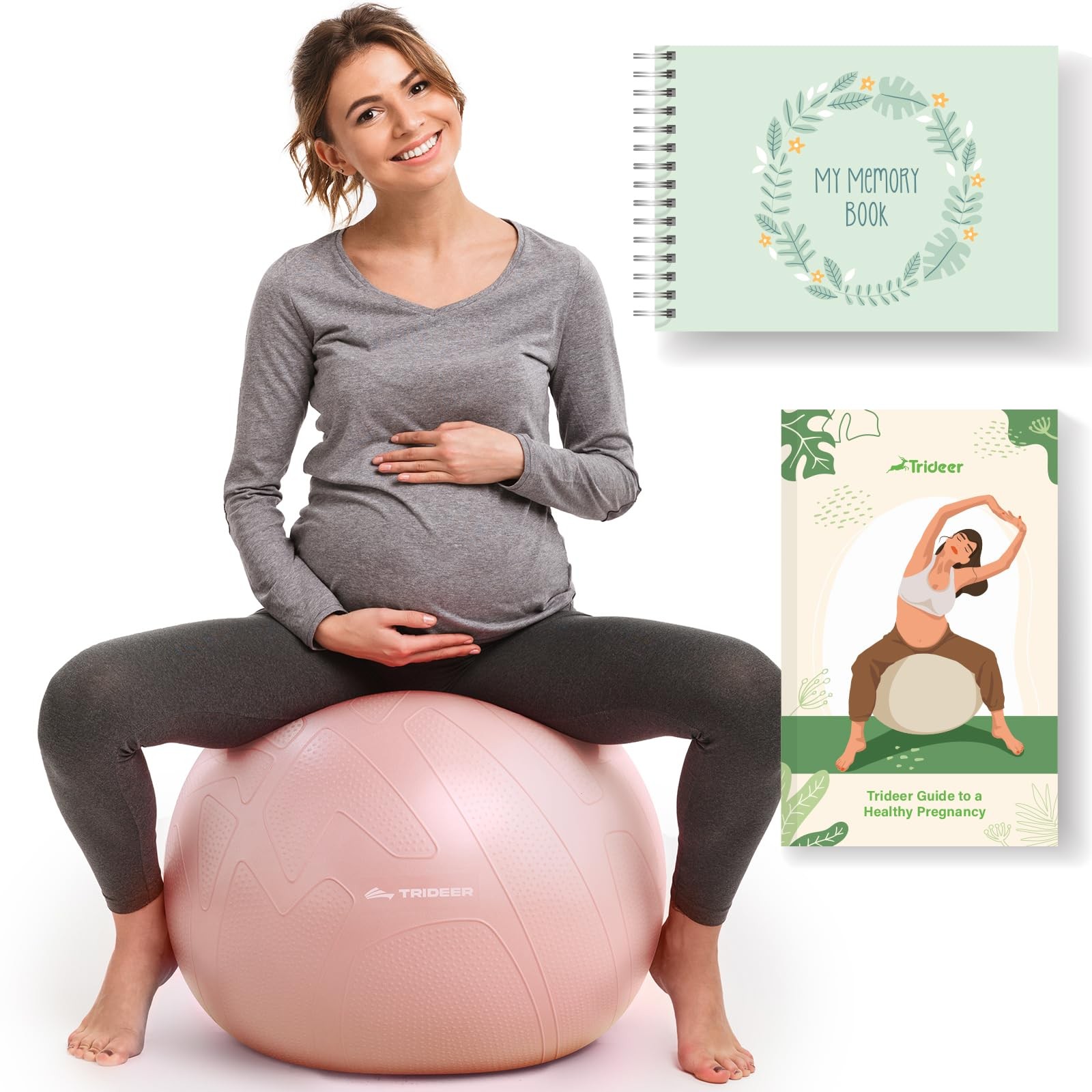Trideer Pregnancy Yoga Ball – 1.7mm Extra Thick for Labor & Maternity 440LB