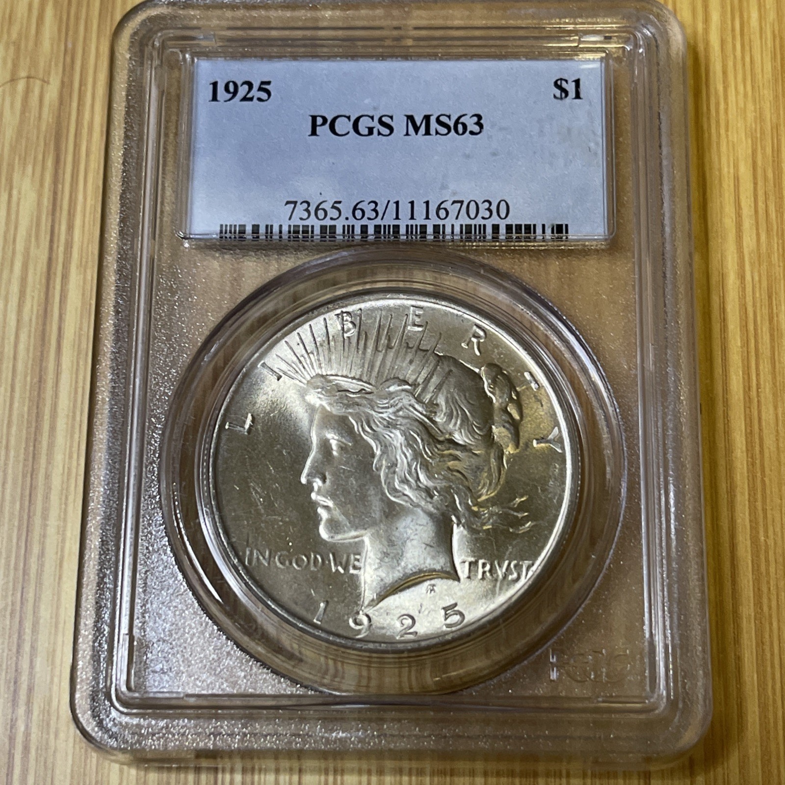 1925 Peace Silver $1 Dollar PCGS MS 63