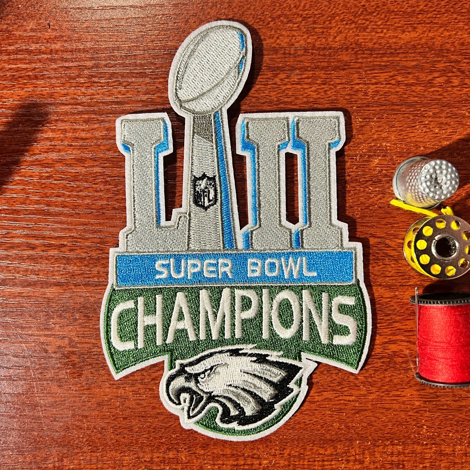 Super Bowl LII 52 Champions Patch Philadelphia Eagles Football Iron On 5.5x3.5"
