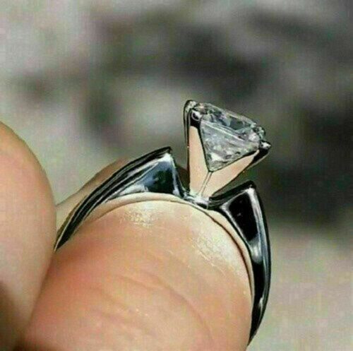 Lab-Created 3.30 Ct Princess Cut Diamond Engagement Ring 925 Sterling Silver