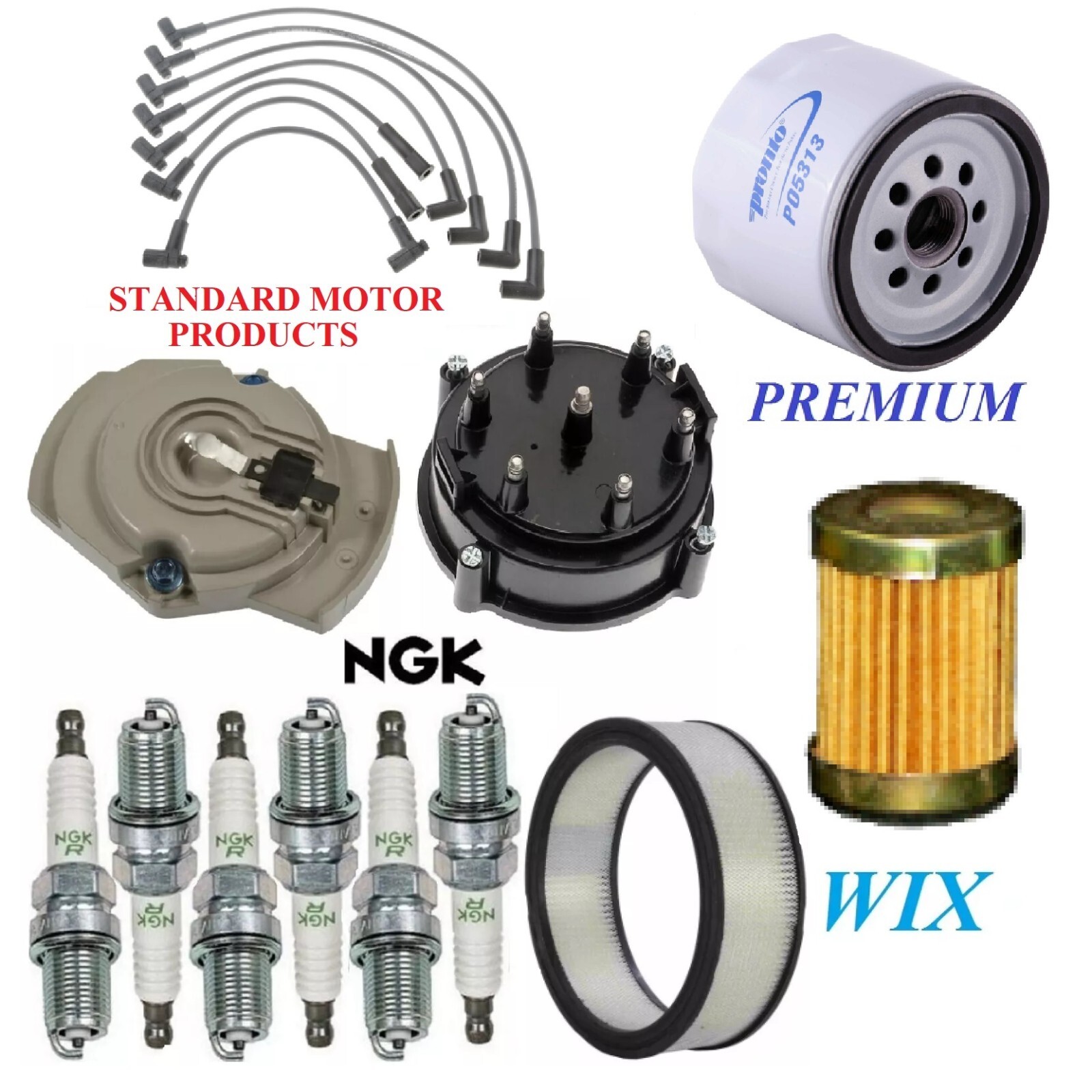 Tune Up Kit Filters Cap Wire Spark Plugs For CHEVROLET P10 L6 4.8L 1977