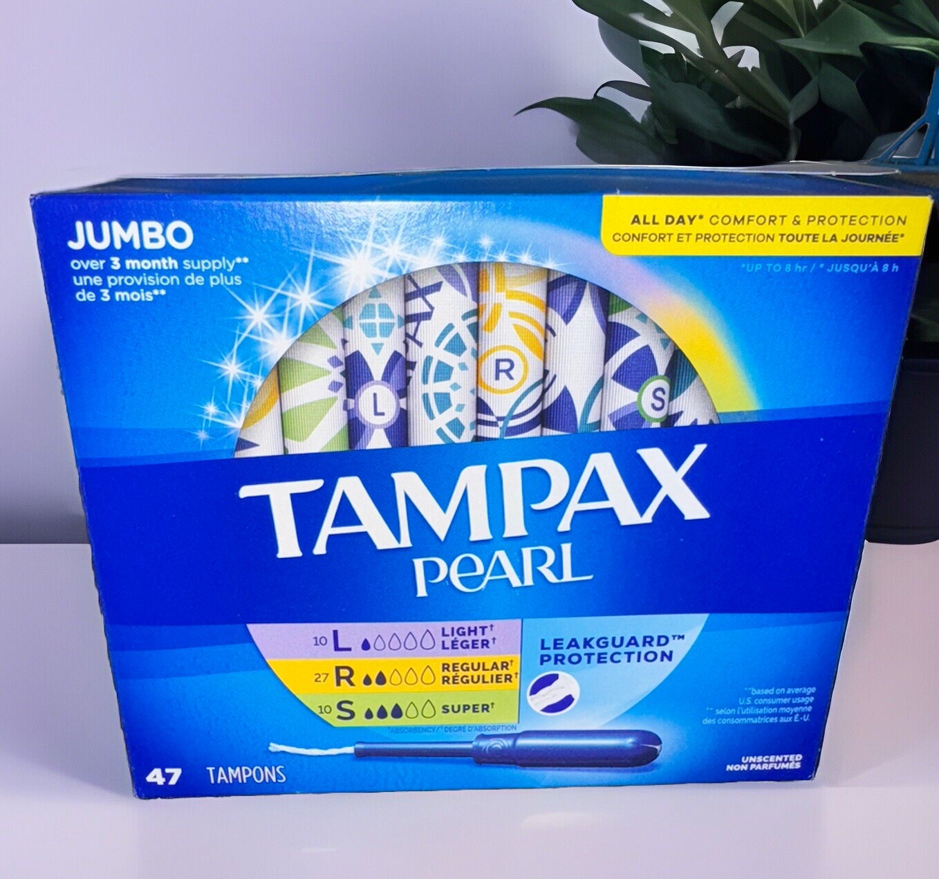 Tampax Pearl Tampons Trio Pack Light/Regular/Super Unscented 47 CT New
