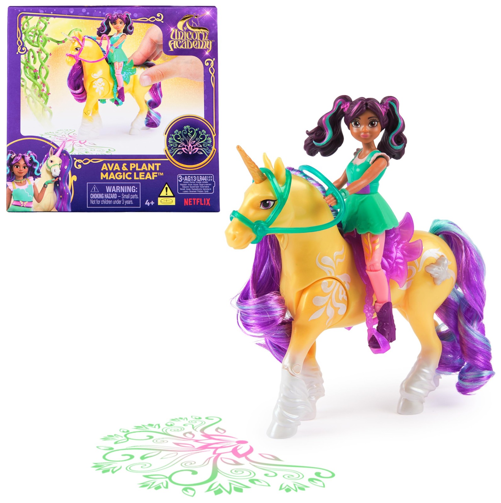 Unicorn Academy, Ava & Plant Magic Leaf with Light-up One Size, Multicolor