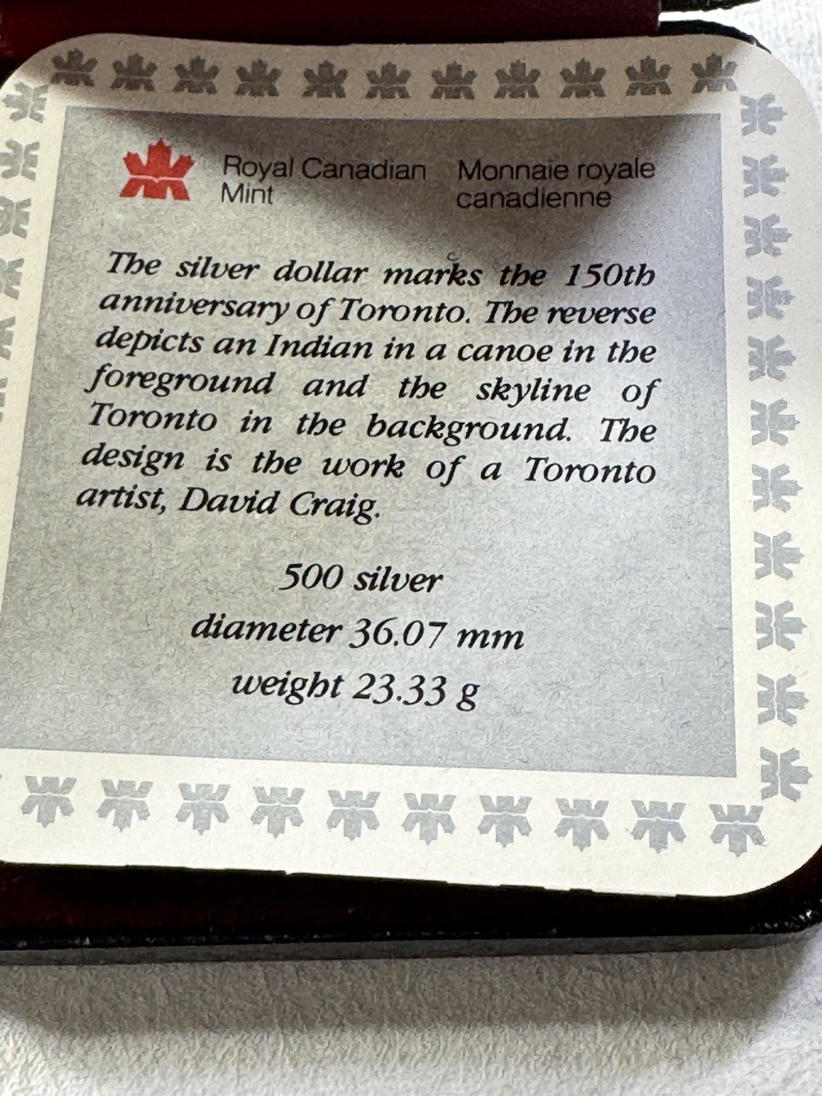 1984 Canada 1 Dollar Silver Proof Coin Toronto