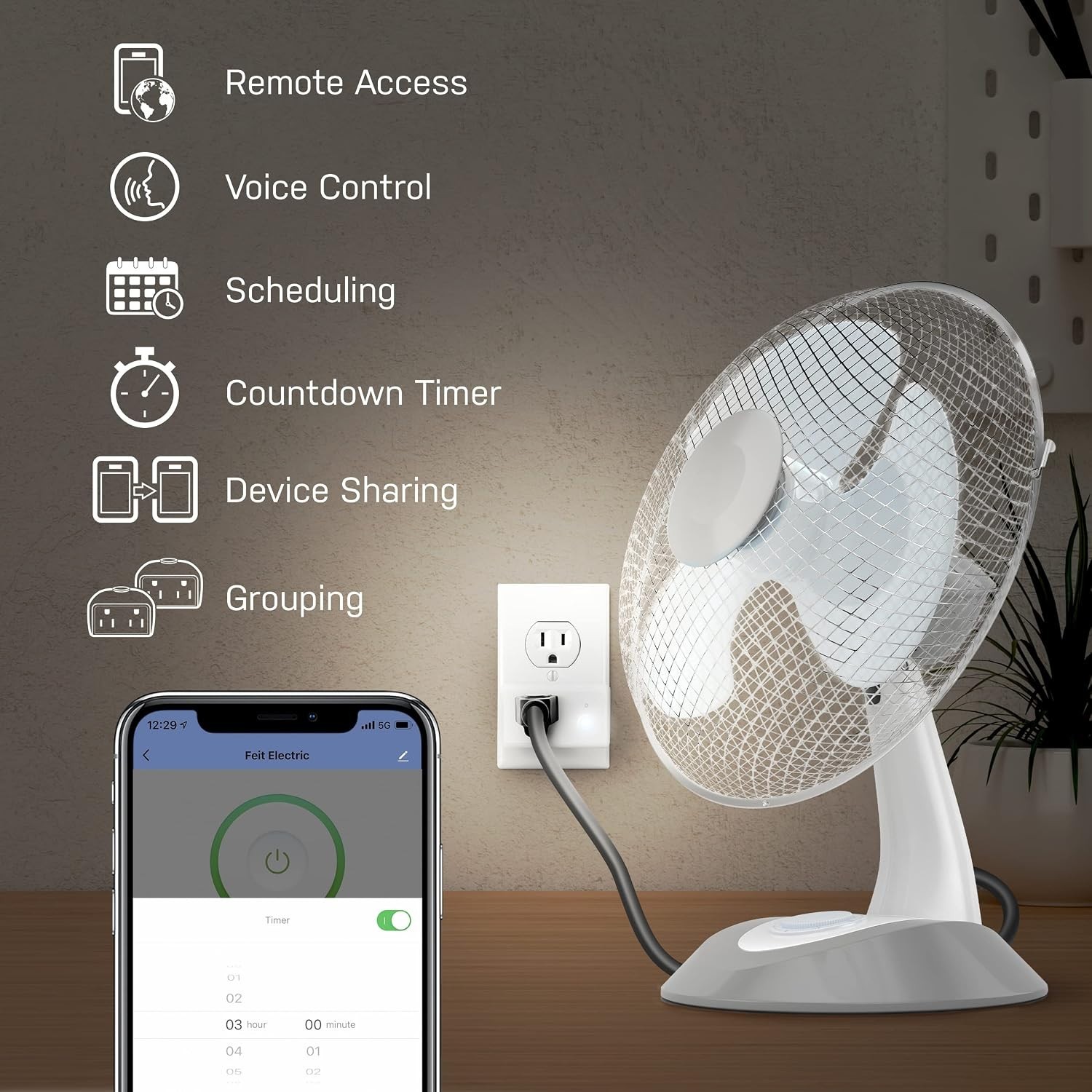 Compact Smart Plug - Voice Controlled Wi-Fi Socket with Built-In Night Light