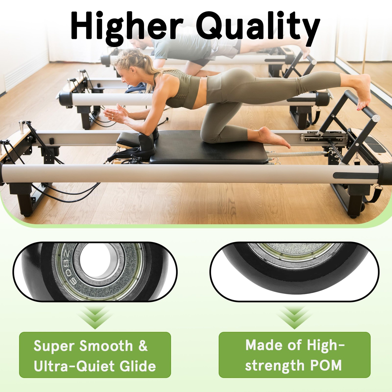 8 Pack Replacement Roller Wheels Compatible with Aero Pilates Reformer Machin...