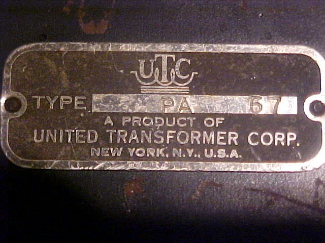 UTC POWER TRANSFORMER TYPE PA-57