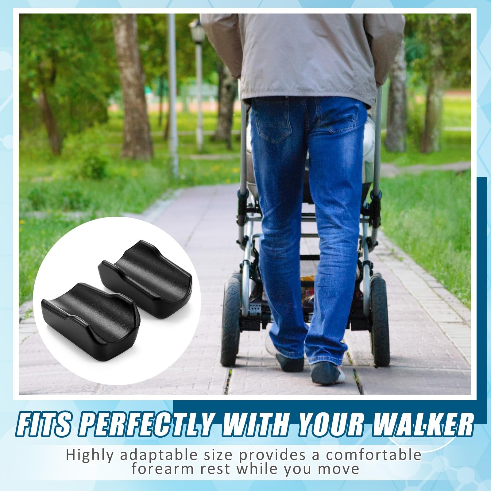 Yoojahow 2 Pcs Rollator Armrest Pad Upright Walker Forearm Pads Black
