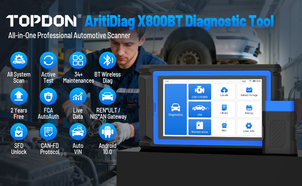2026 TOPDON VeriDiag X800BT OBD2 Scanner Bidirectional All System Tool 34+ Reset