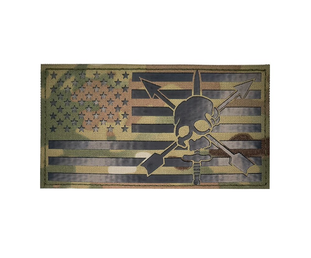 IR Reflective USA US AMERICAN SKULL TACTICAL HOOK&LOOP PATCH Big Size CP
