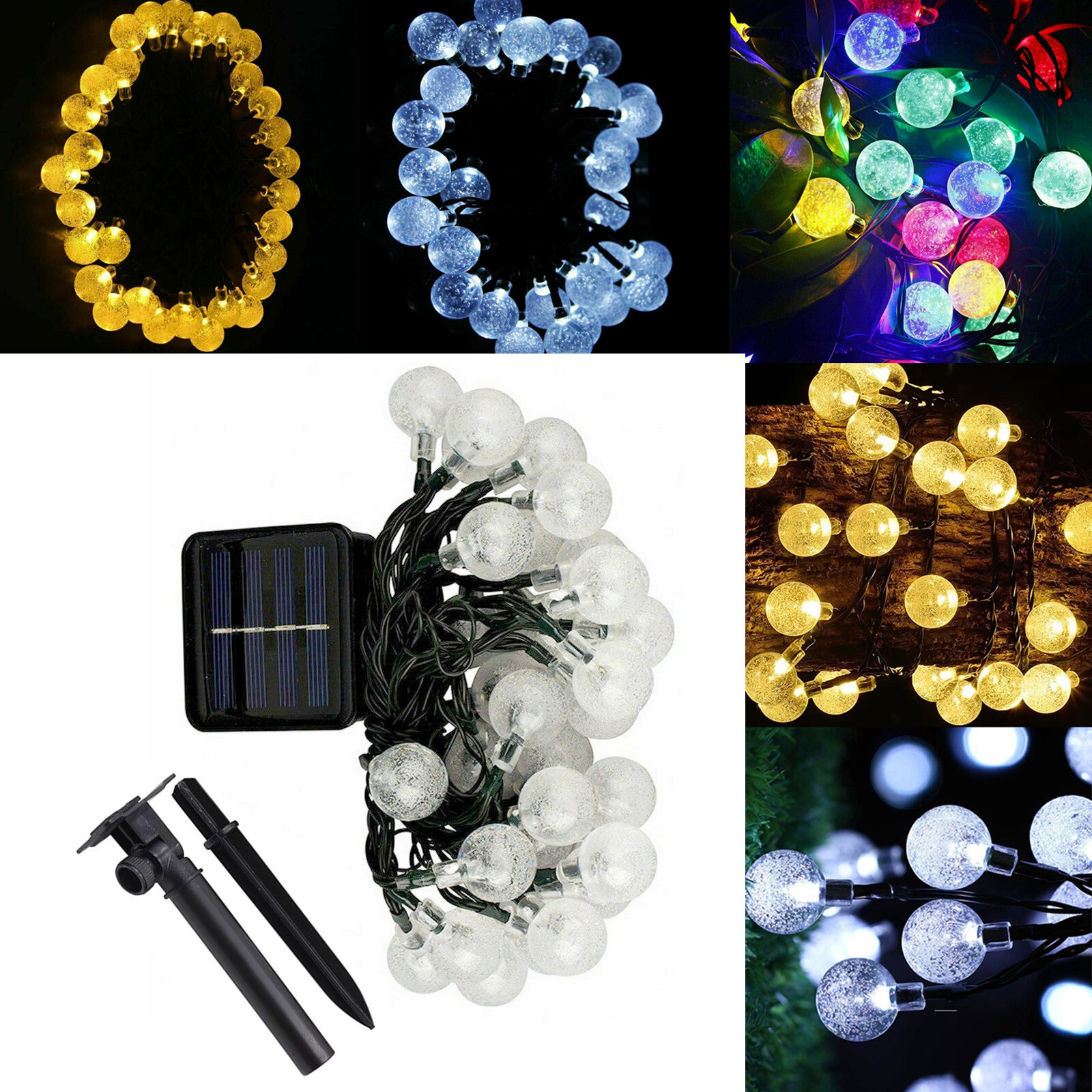 Solar Led Bulbs Ball String Light Outdoor Holiday Decoration Lamp Home Bedroom