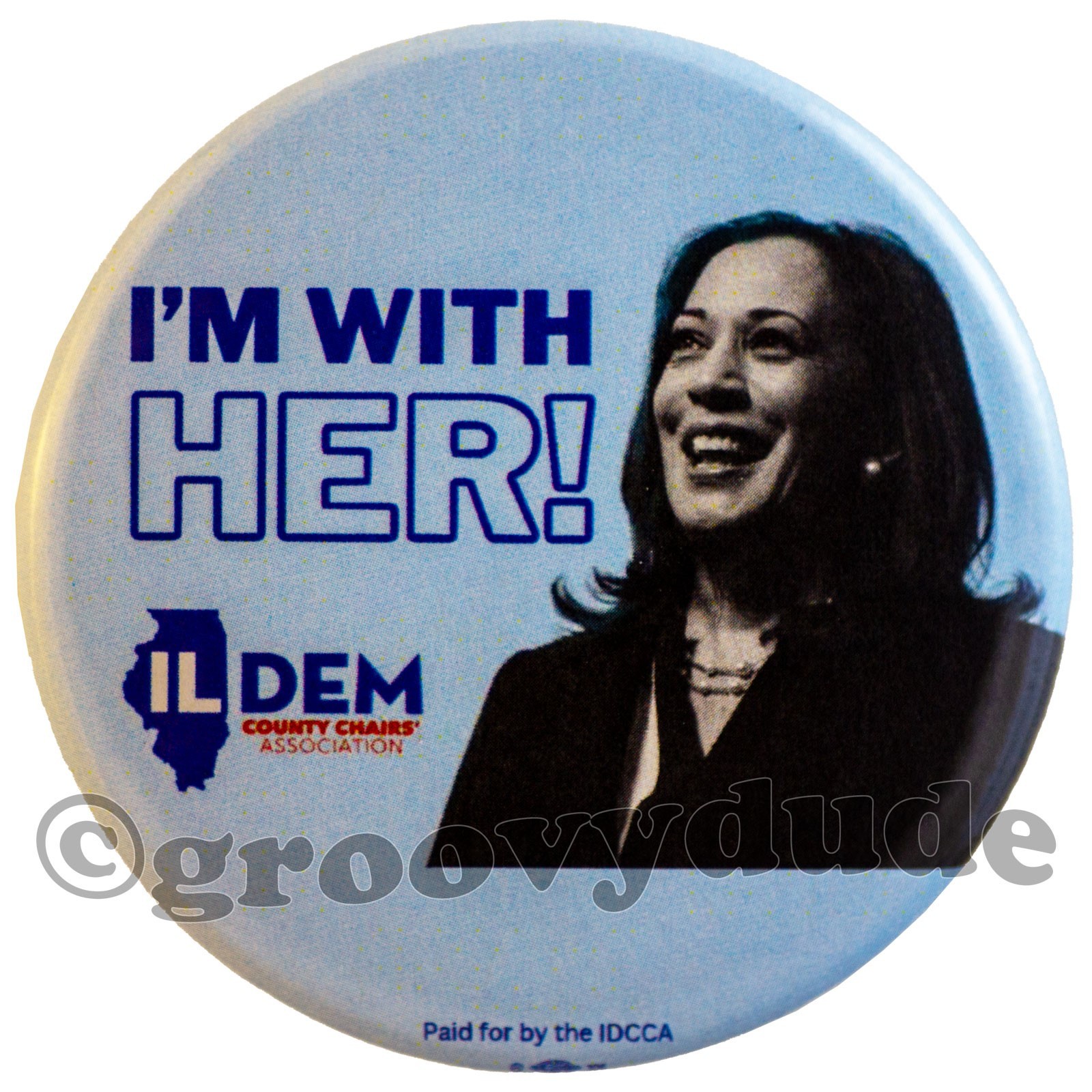 Kamala Harris 2024 President Illinois IDCCA I'm With Her 2-1/4" Campaign Pinback