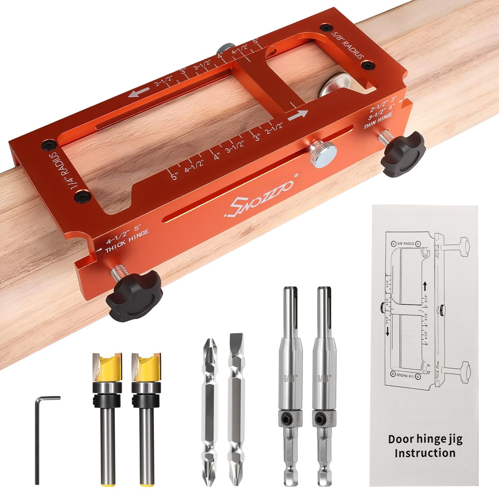 Metal Door Hinge Jig, Adjustable Router Jig Fits Door Hinges 2.5–5 Length & Thic