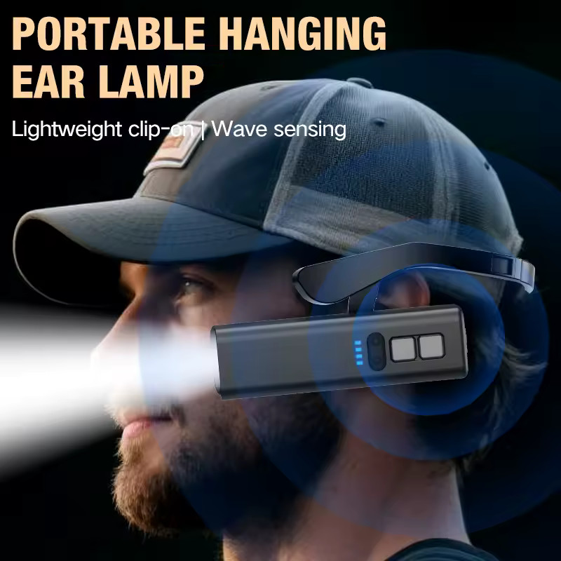 Rechargeable LED Ear Clip Headlamp Waterproof Outdoor Flashlight
