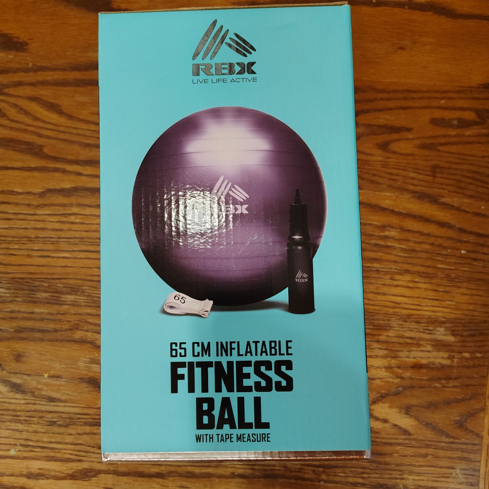 Brand New - RBX 65cm Inflatable Fitness Ball With Hand Pump - Purple