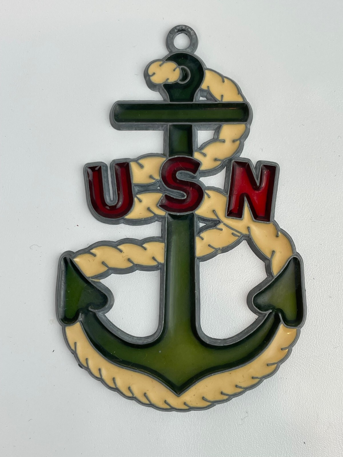United States Navy USN Stained Glass Anchor & Rope Suncatcher
