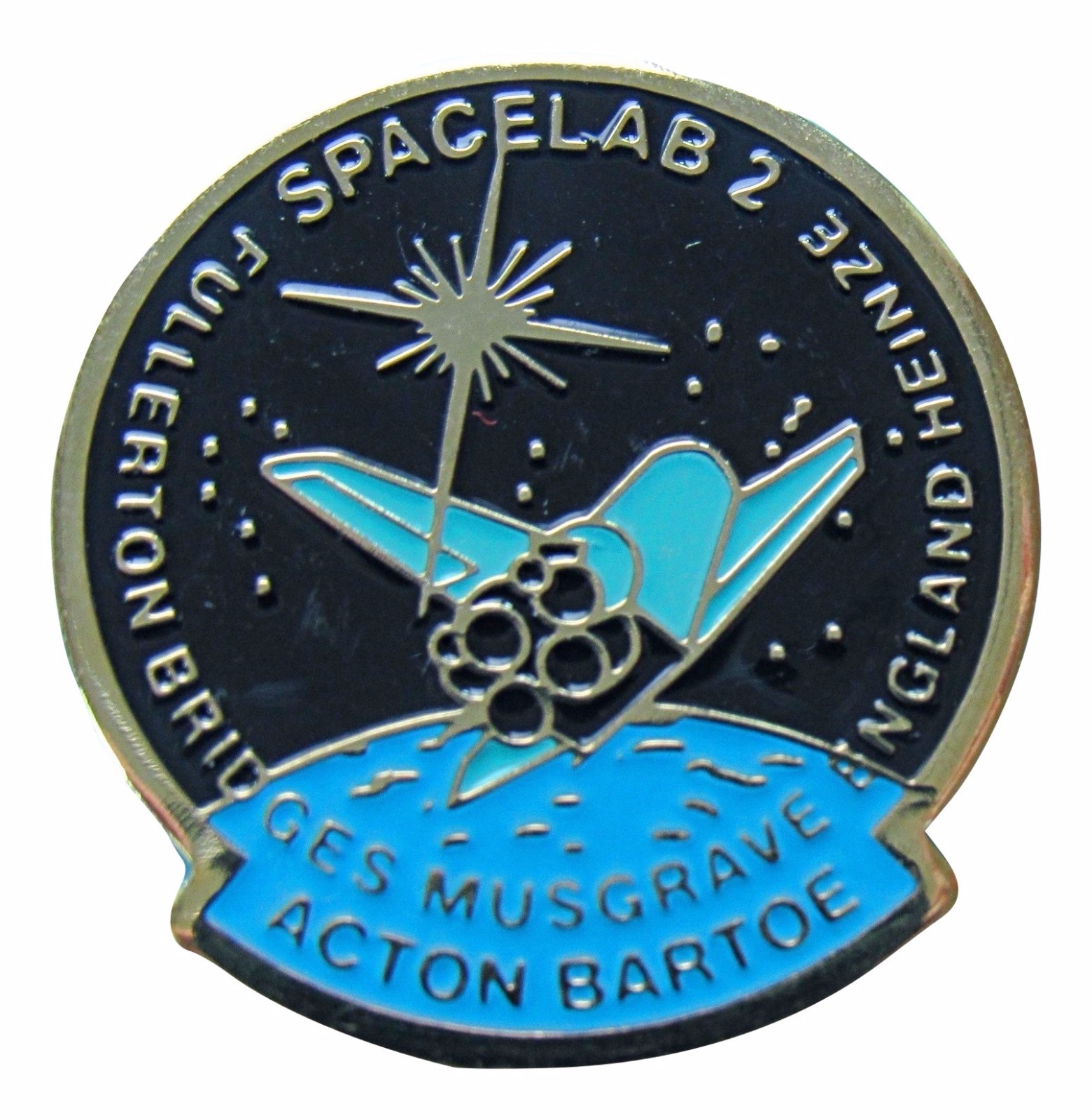 PIN enamel vtg NASA Space Shuttle STS-51 F CHALLENGER SPACELAB 2 Fullerton