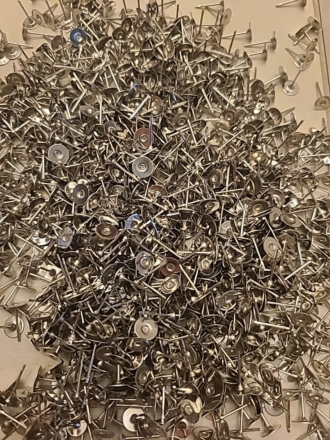 Vintage 1,000pc Stainless Steel Flat Earring Posts Round Pad Pegs Stud 6mmx10mm