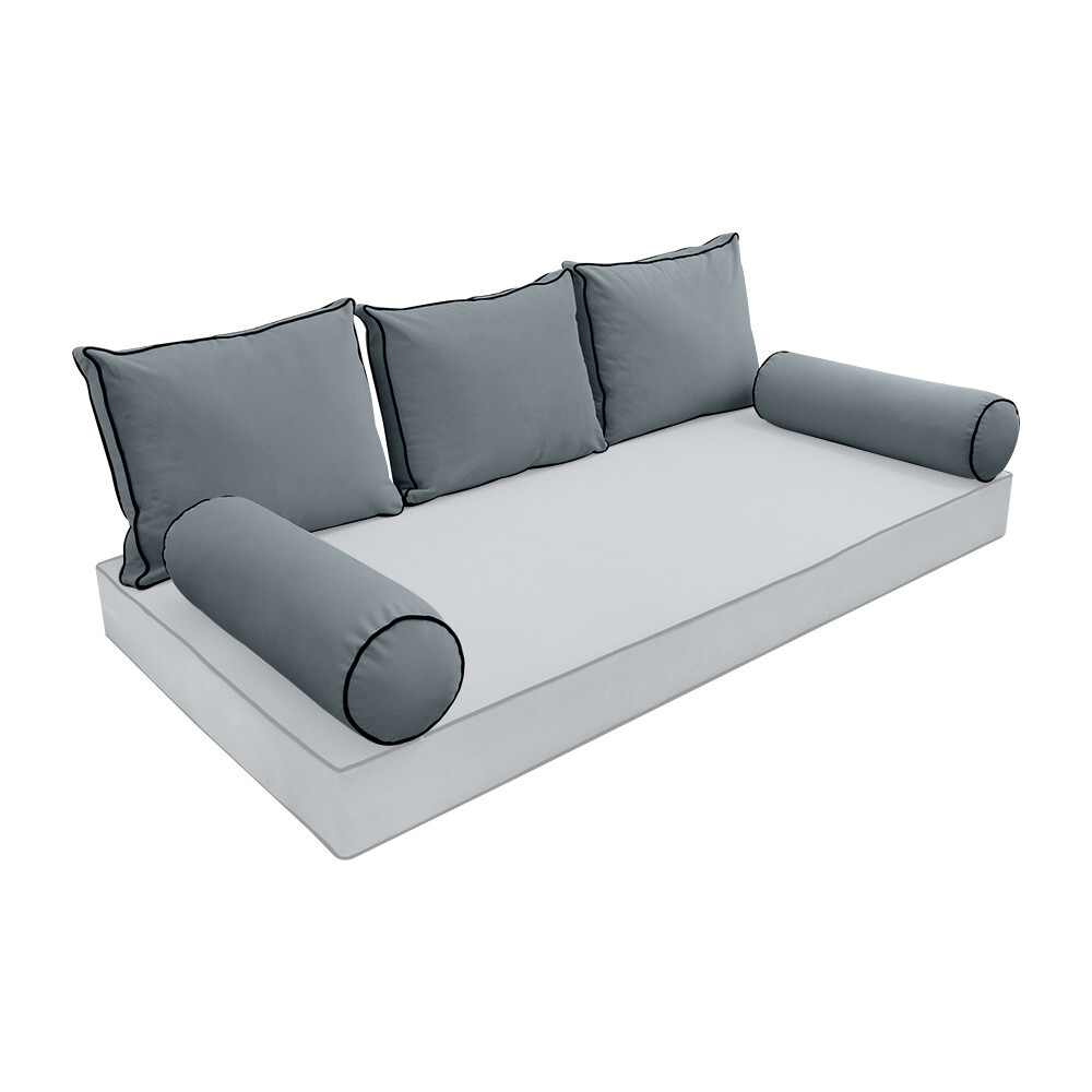 COVER ONLY Model V3 Full Velvet Contrast Indoor Daybed Cushion Bolster - AD347