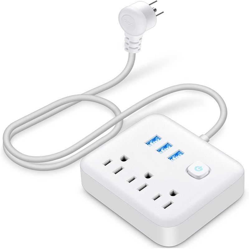 Power Strip Surge Protector - 3 Outlets & 3 USB Ports US Plug for Home Office