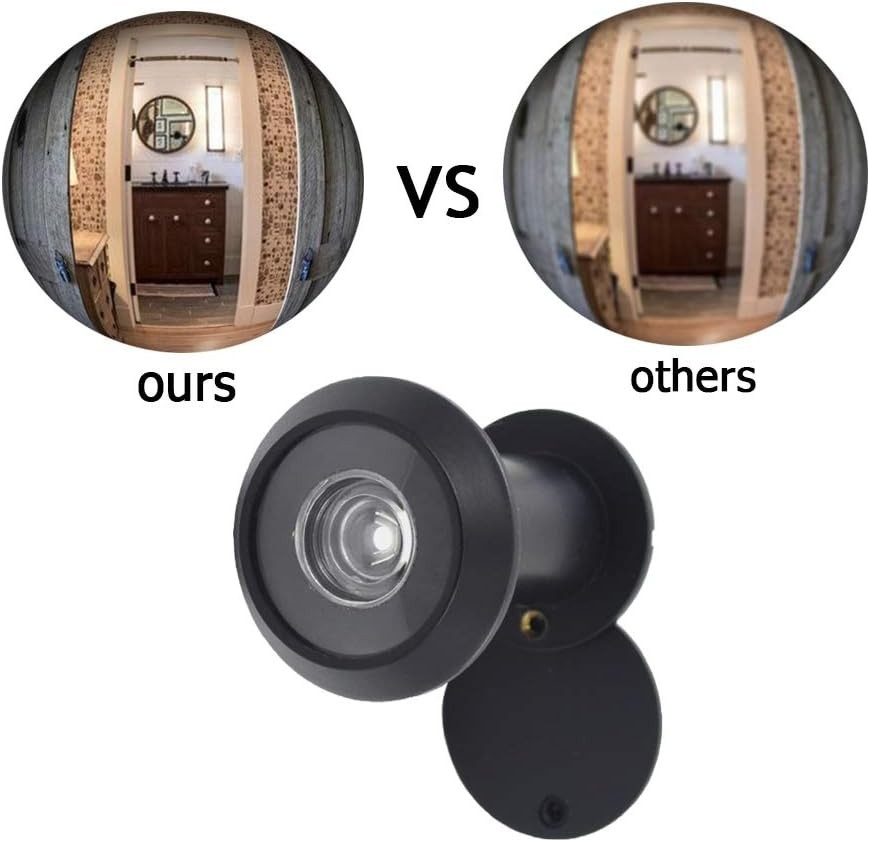 Secure Solid Brass Door Viewer with 220-Degree Lens for Enhanced Privacy - Black