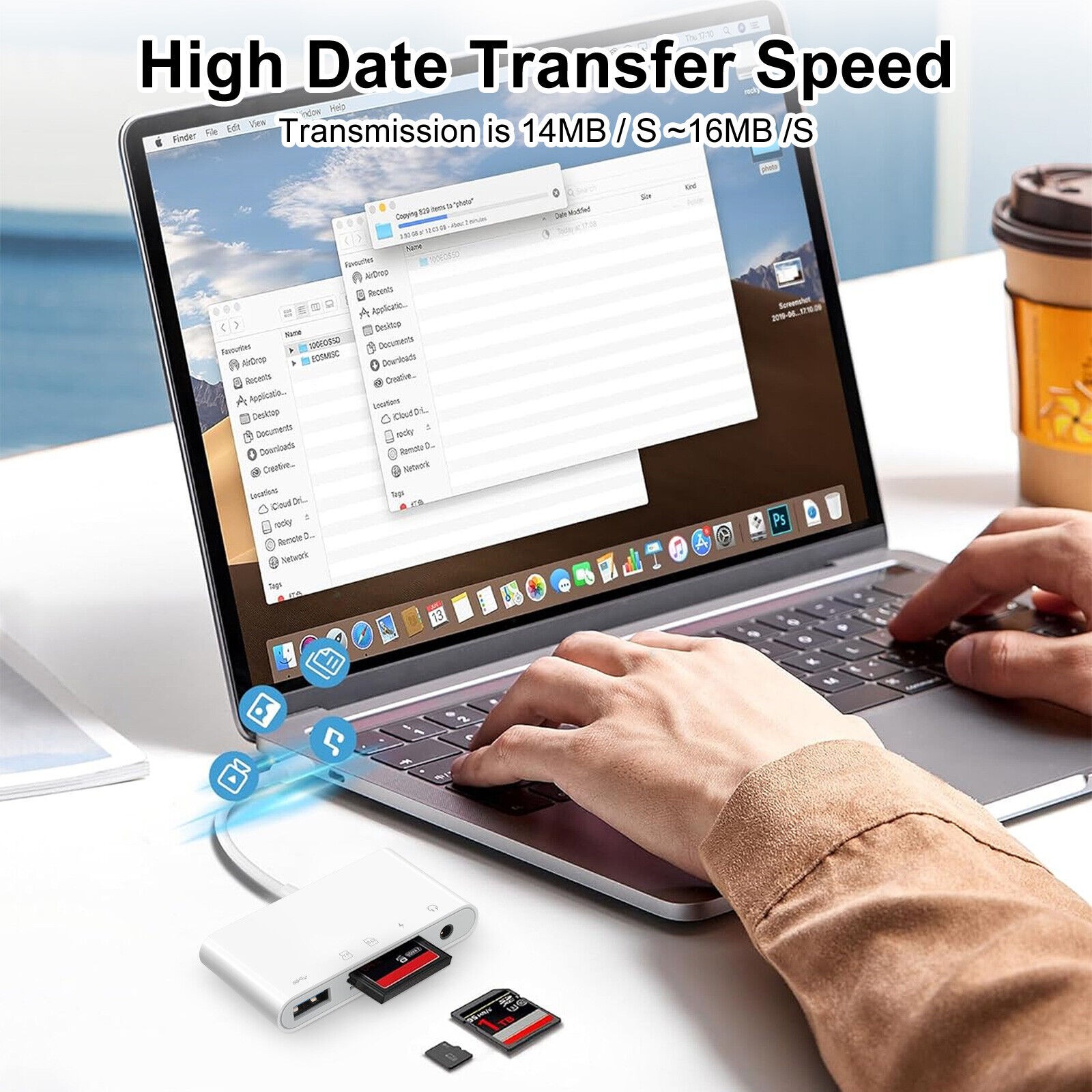 USB-C Hub Adapter 5 in 1 Type C Memory Card Reader For Micro SD SDXC CF SDHC OTG