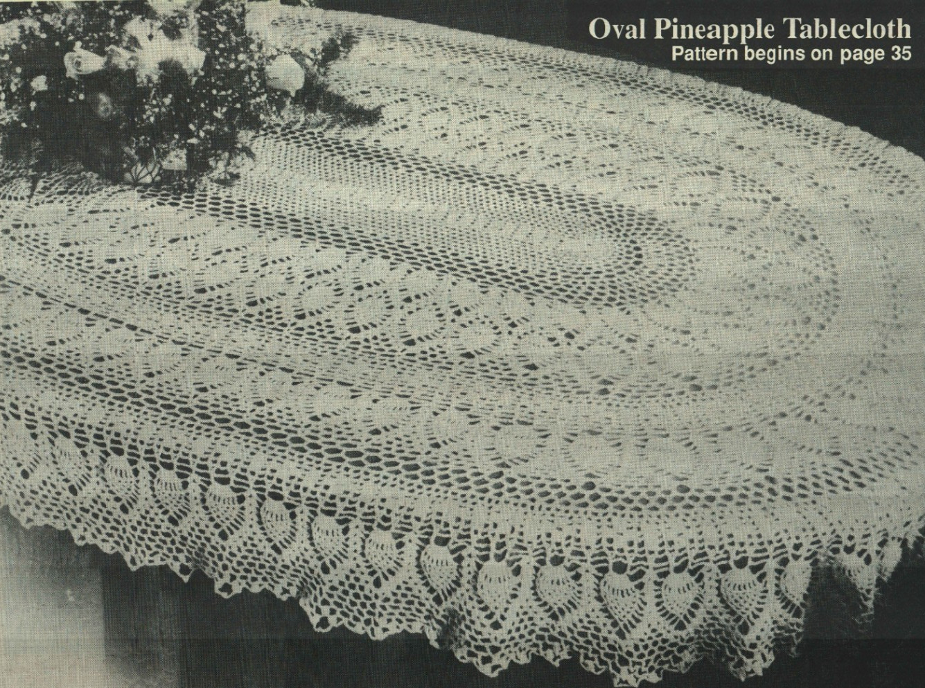 OVAL PINEAPPLE TABLECLOTH HOME DECOR CROCHET PATTERN INSTRUCTIONS
