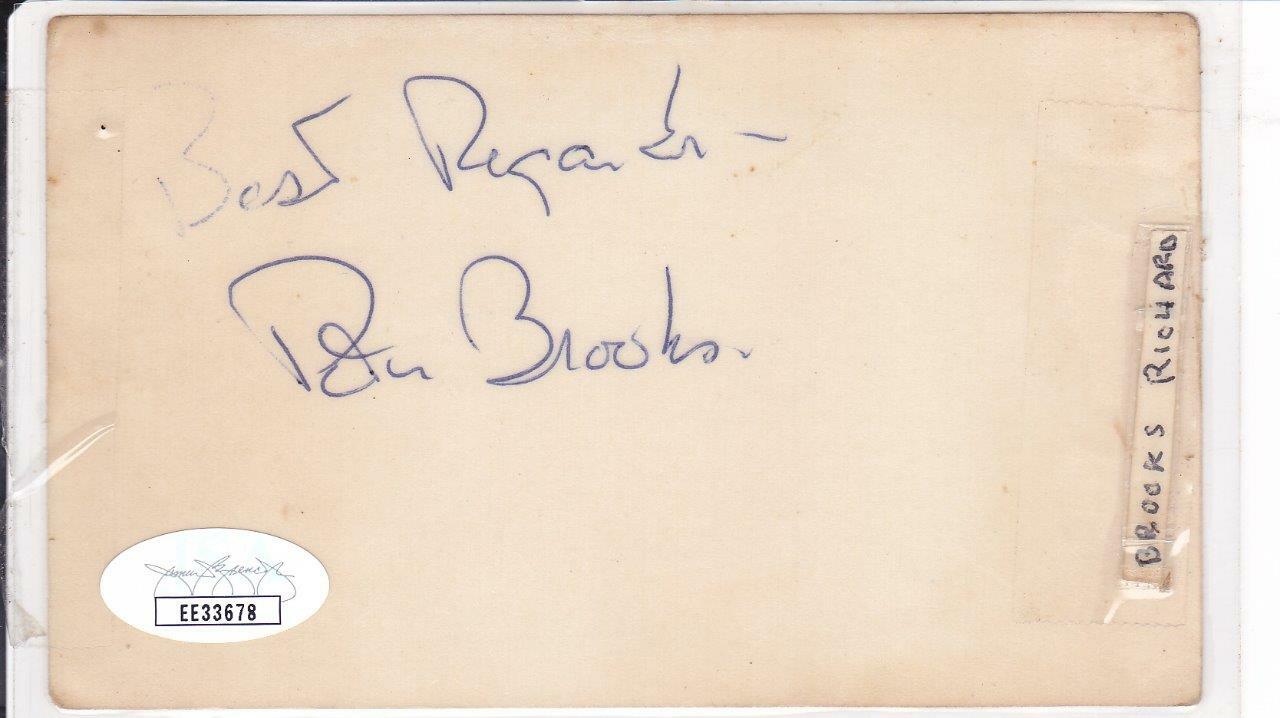 RICHARD BROOKS Signed 3X5 Index Card Screenwriter/Blackboard Jungle JSA EE33678