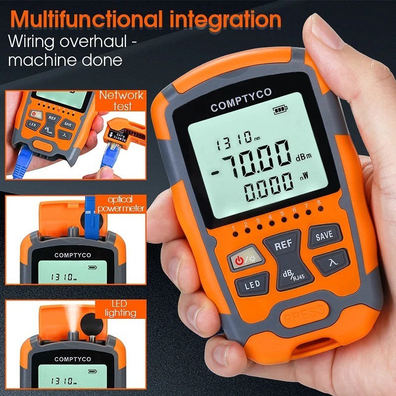 Optical Fiber Cable Tester Multimeter Tool Optical Power Meter with LED Light