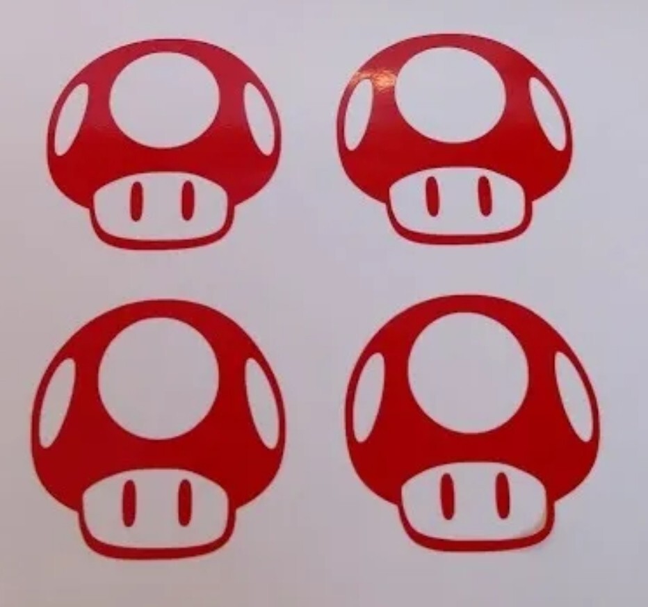 (4) SNES NES Super Mario Bros Mushroom vinyl decals car truck windows laptop cup