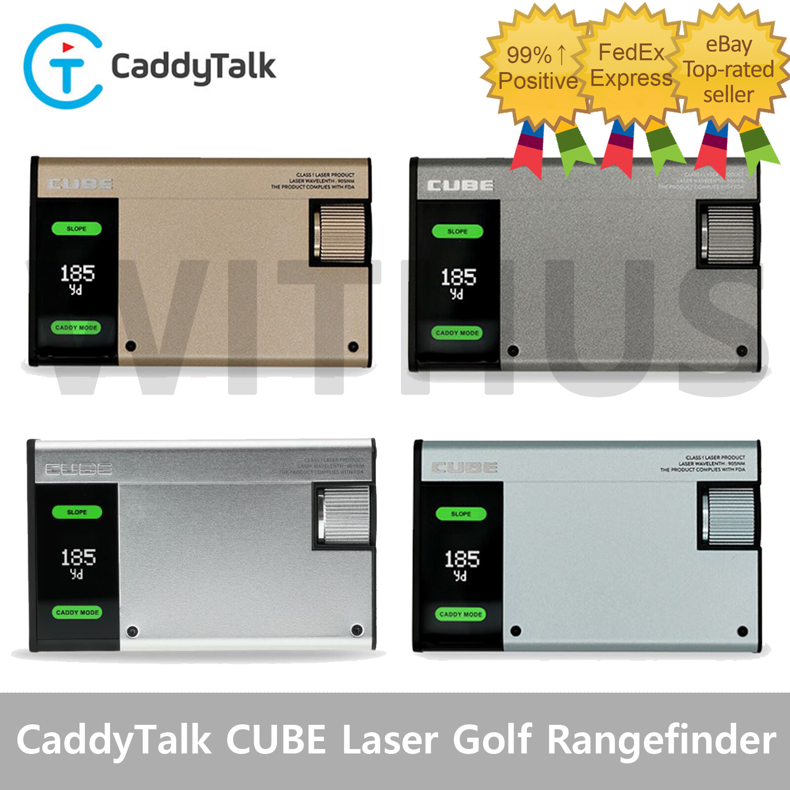 CaddyTalk CUBE Laser Golf Rangefinder Golf Distance Meter 4 Colors - Tracking