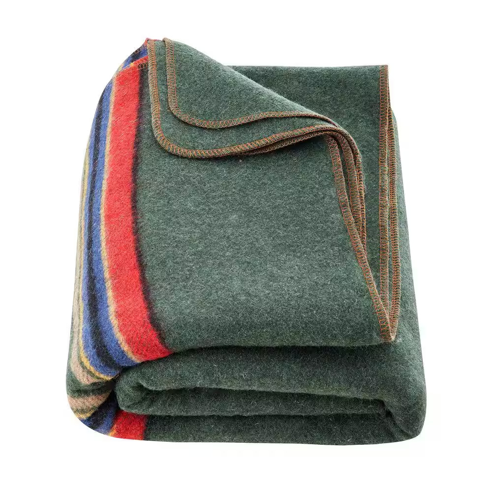 Wool Camping Blanket, Large Warm Stadium Blanket, Waterproof & Windproof, Flame