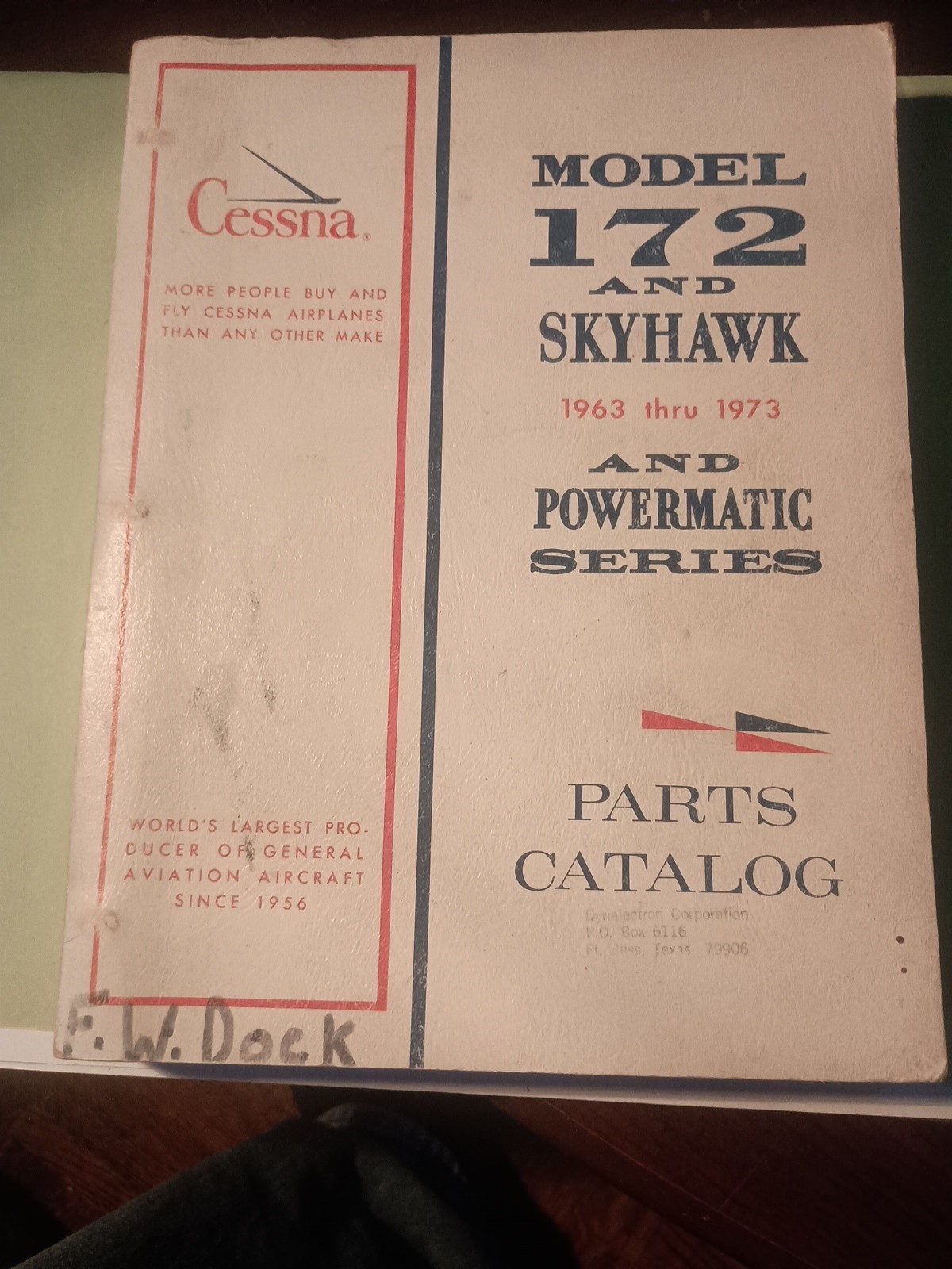 1963-1973 Cessna Aircraft Model 172M and Skyhawk Parts Catalog