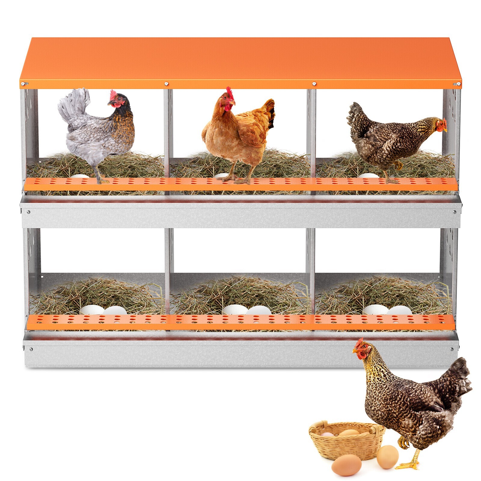 6 Hole Chicken Nesting Boxes Metal Egg Laying Brooding Box With Vent Hole Set