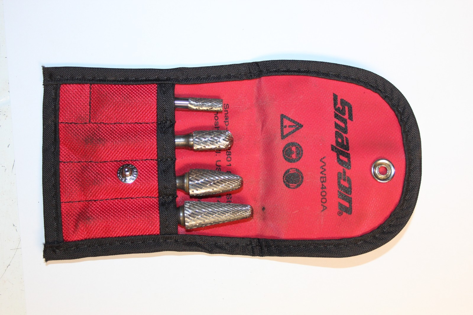SNAP-ON TOOLS VWB400A 4 Pc Carbide Burr Set with Kit Bag USA
