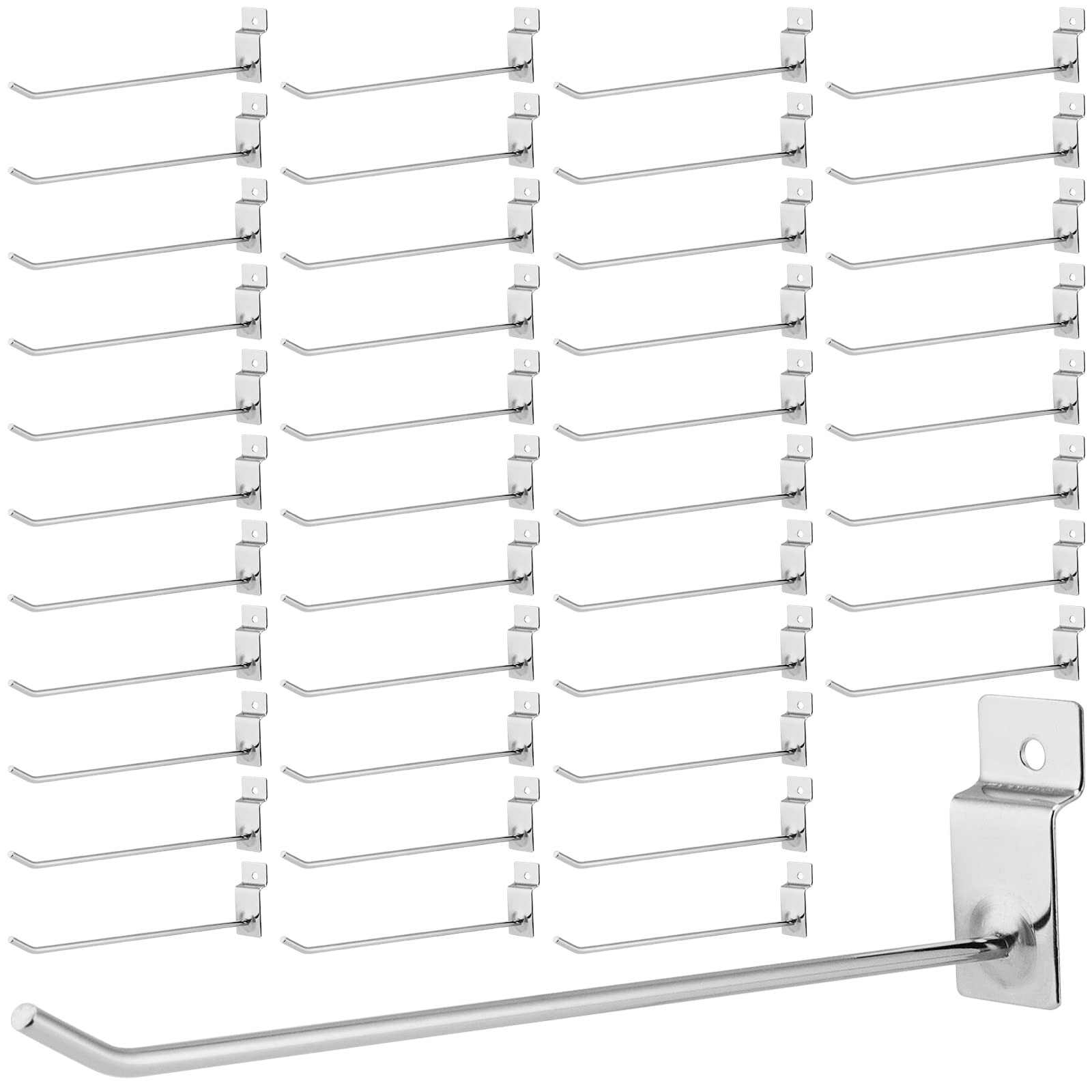 120 PCS 8 Inch Slatwall Panel Hooks Heavy Duty Wall Hanging Metal Silver