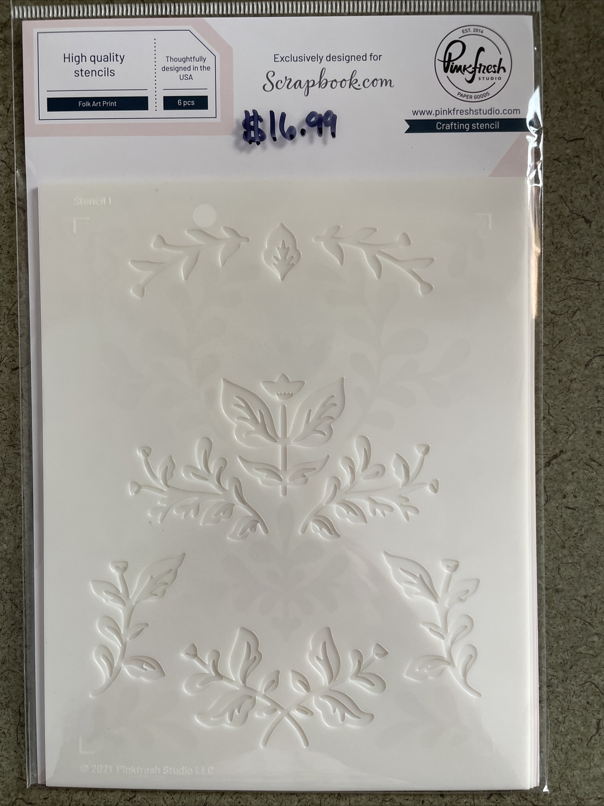 Pinkfresh Studio FOLK ART PRINT 6 stencils **RETIRED**
