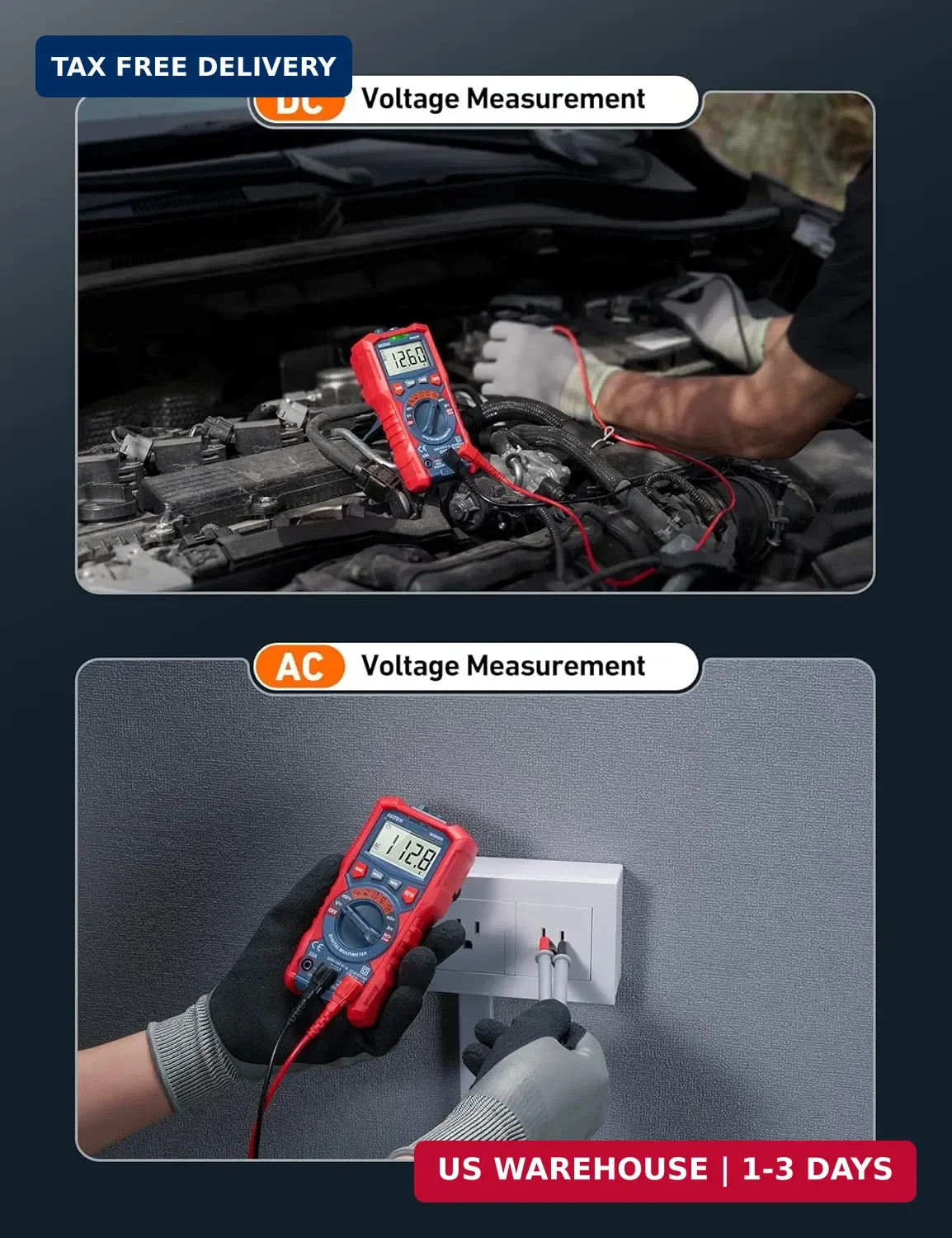 AstroAI Multimeter Tester, TRMS 4000 Counts Volt Meter Auto-Ranging Ohmmeter Dig
