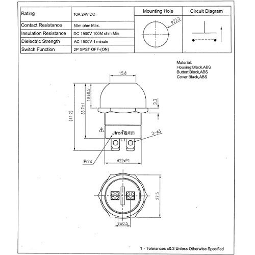 Momentary Push Button Switches Off-(ON) Waterproof Button Switches Reset