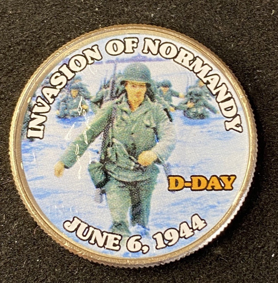 Colorized Kennedy Half Dollar D-Day Invasion Of Normandy Free Ship