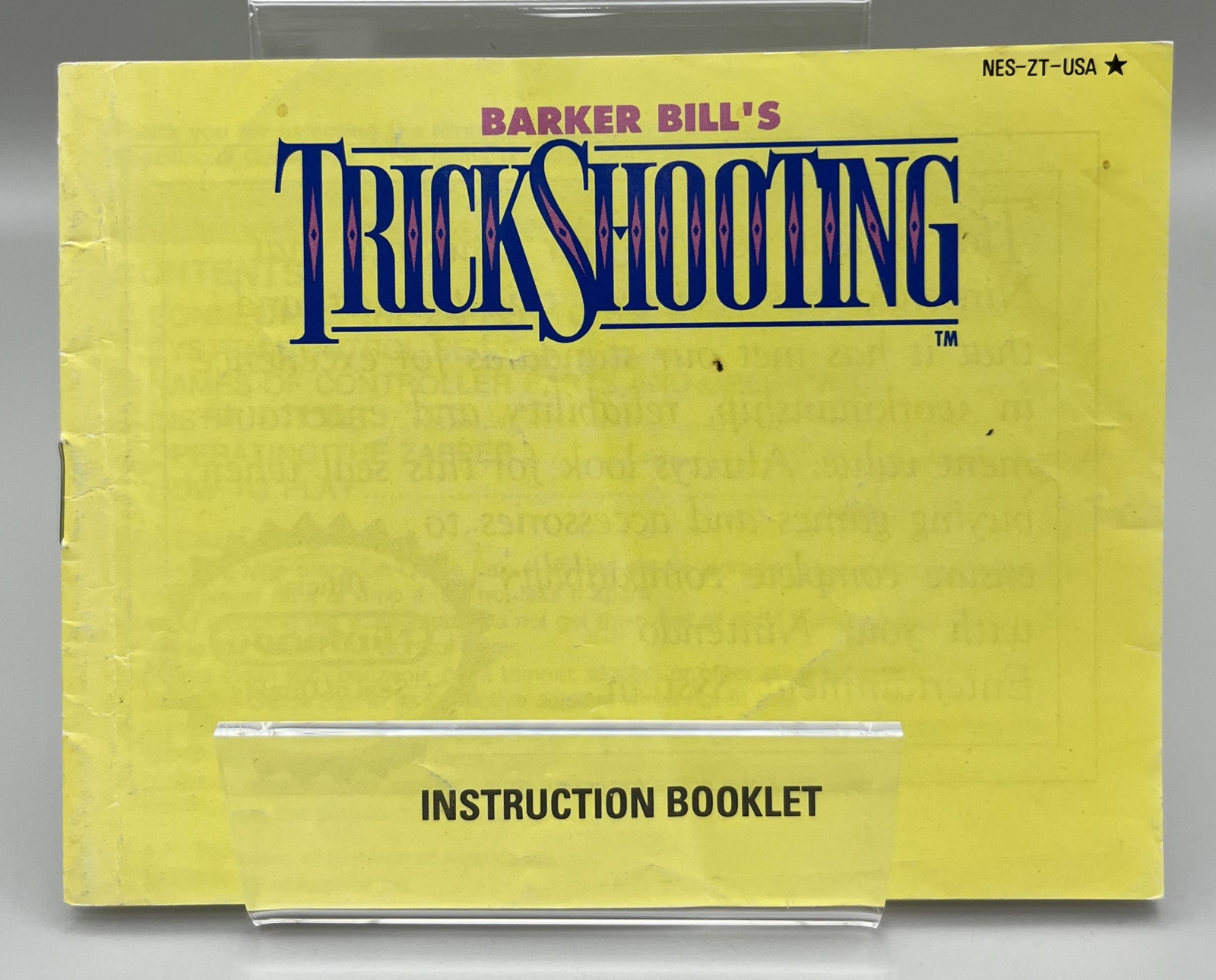 Trick Shooting (Nintendo NES, 1990) Instruction Booklet Only