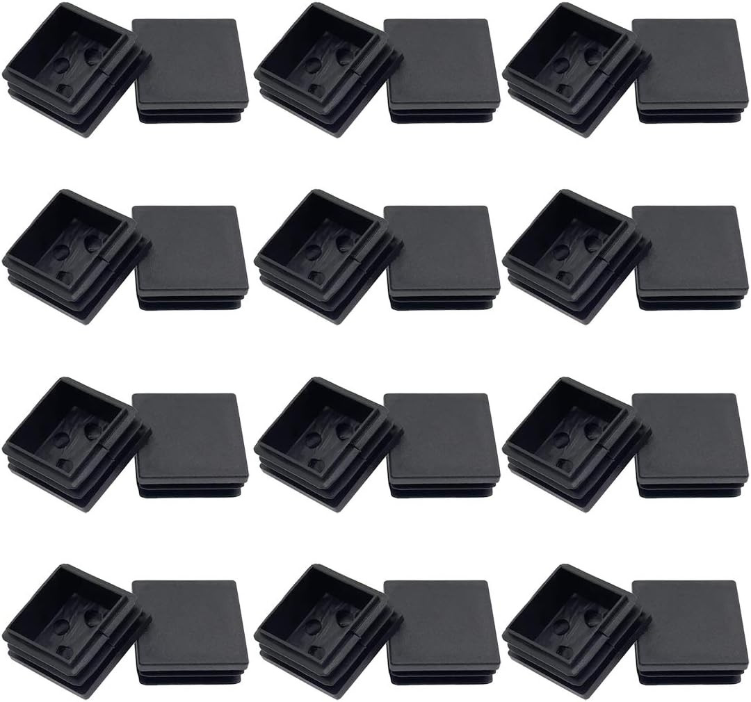 24Pack 38Mm (1 1/2 Inch) Square Plastic Plugs, End Caps for Square Tubing/Black