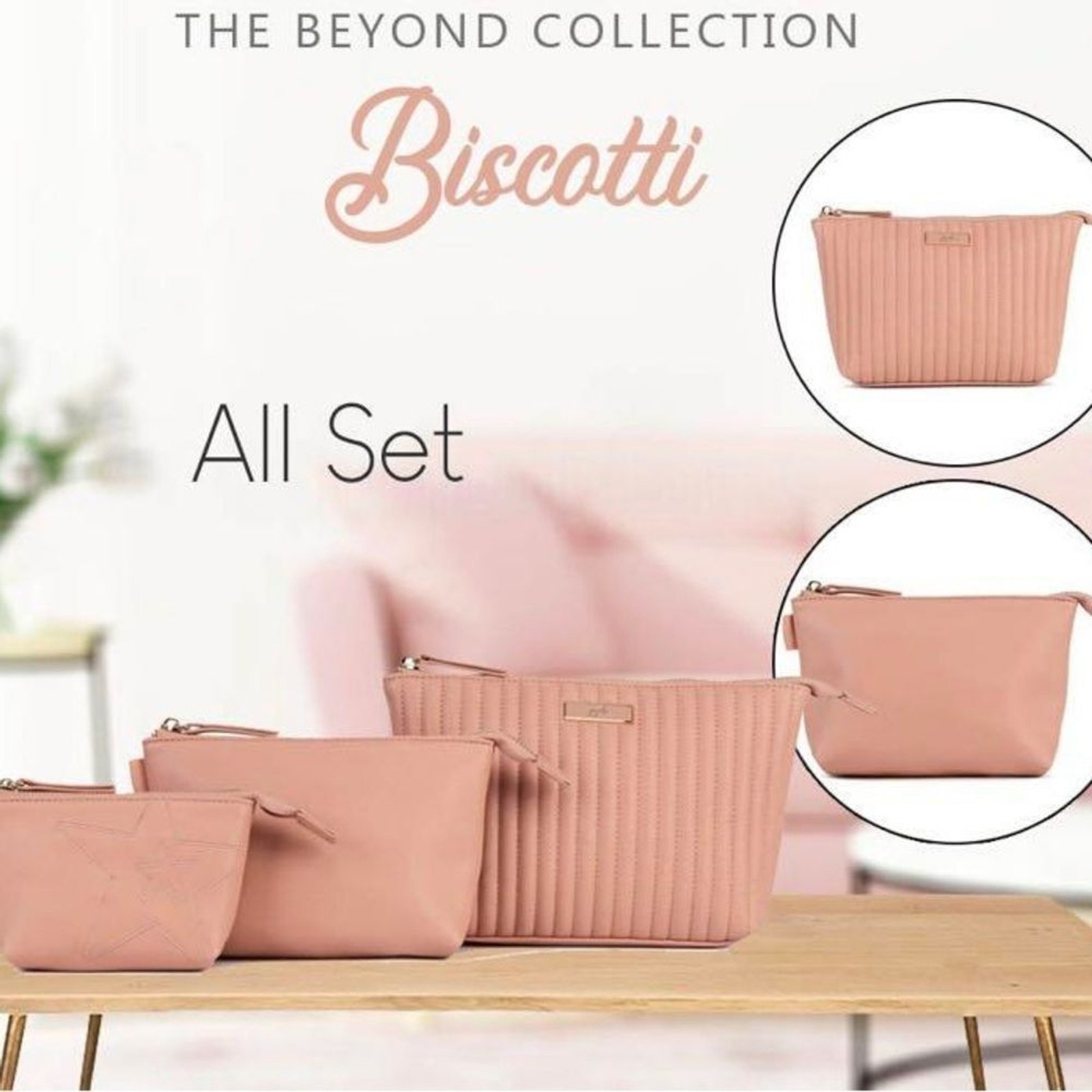 Ju-Ju-Be Beyond All Set Biscotti Vegan Peach Travel Three Piece Organize NEW