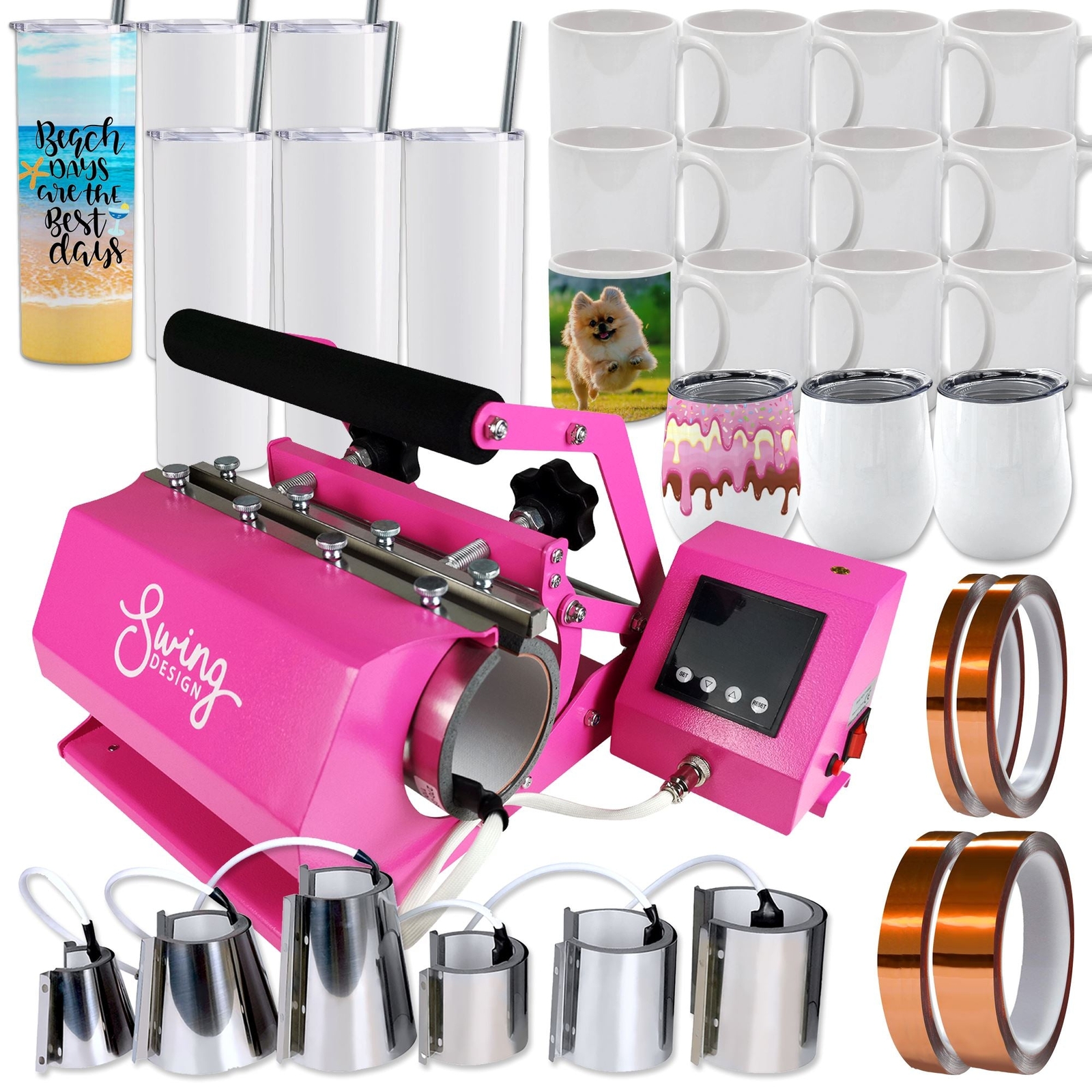 Swing Design 7-in-1 Tumbler Press 20oz/30oz Bundle - Pink